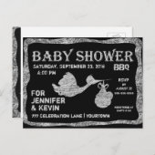 ベビーシャワー | BBQ |黒板 インビテーションポストカード (正面/裏面)