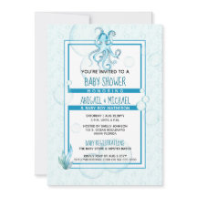 ベビーシャワー#Boyブルー&ティール（緑がかった色）水彩#Octopus