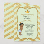ベビーシャワー BOY, ゴールドのシェブロン, ミント＆ゴールド。 招待状 (正面/裏面)