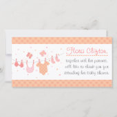 ベビーシャワー: clotheslineのベビーの衣服 サンキューカード (正面)