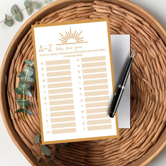 ベビーシャワーA-Zベビーアイテムゲームサンシャインボホ