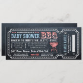 ベビーシャワーBBQのチケットの招待状wのおむつのラッフル 招待状 (正面/裏面)