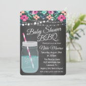 ベビーシャワーBBQのメーソンジャーの招待状 招待状 (スタンド正面)