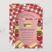 ベビーシャワーBBQバックヤードフードプレイドレッド招待状 招待状 (正面/裏面)