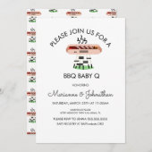 ベビーシャワーBBQベビーQグリリングホットドッグ招待状 招待状 (正面/裏面)