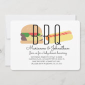 ベビーシャワーBBQベビーQバックヤードホットドッグハンバーガー 招待状 (正面)