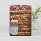 ベビーシャワーBBQメイソンジャー招待状 招待状 (スタンド正面)