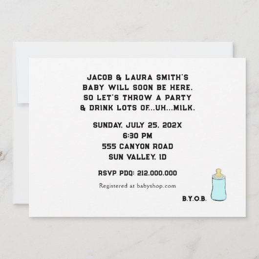 ベビーシャワーBBQ 招待状 (裏面)