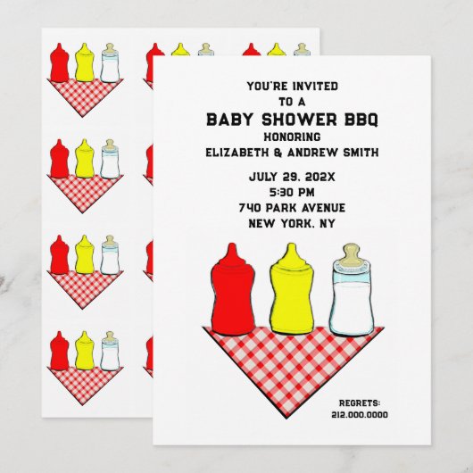 ベビーシャワーBBQ 招待状 (正面/裏面)