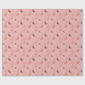 ベビーシャワーBohoピンクトーンムーンスターズ太陽 ラッピングペーパー (フラット)