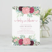 ベビーシャワーboho水カラーフローラベビーの開花 招待状 (スタンド正面)