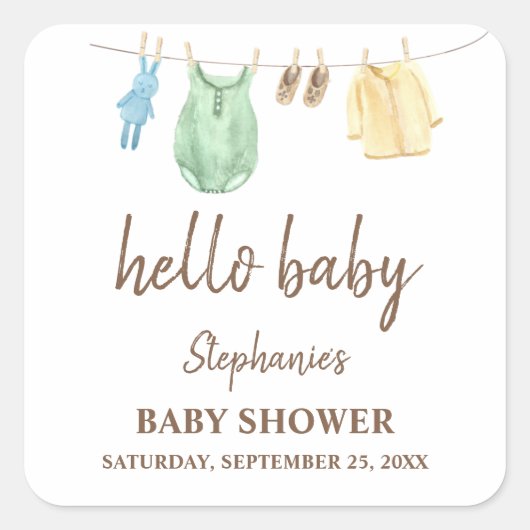 ベビーシャワーBoho衣料品ラインハローベビー スクエアシール (正面)