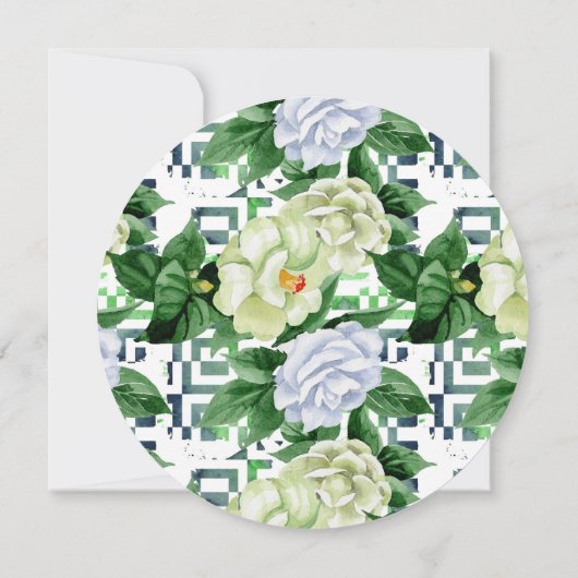 ベビーシャワーbyメールグリーンウォーター色フローラ 招待状 (裏面)