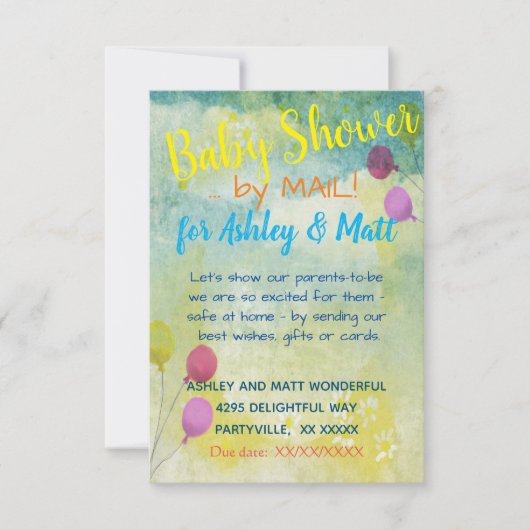 ベビーシャワーbyメールデイジーバルーン招待状 招待状 (正面)