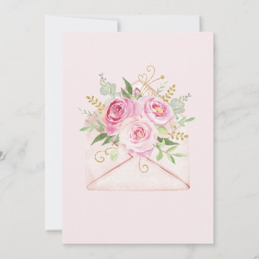 ベビーシャワーbyメールピンクフローラ封筒 招待状 (裏面)