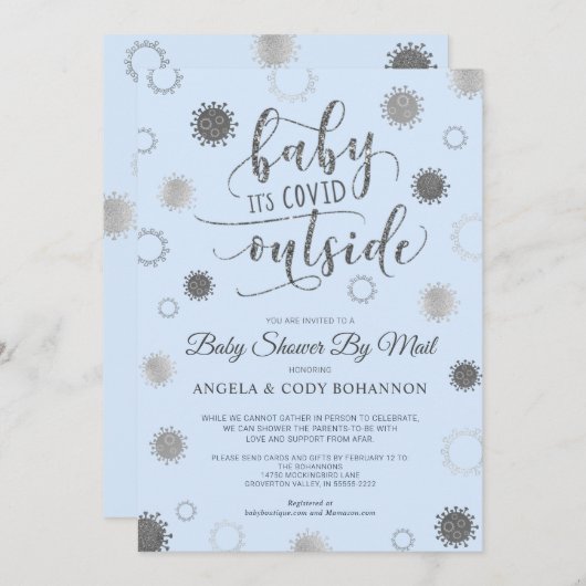 ベビーシャワーbyメールベビーそのコービデアウトアウトブルー 招待状 (正面/裏面)