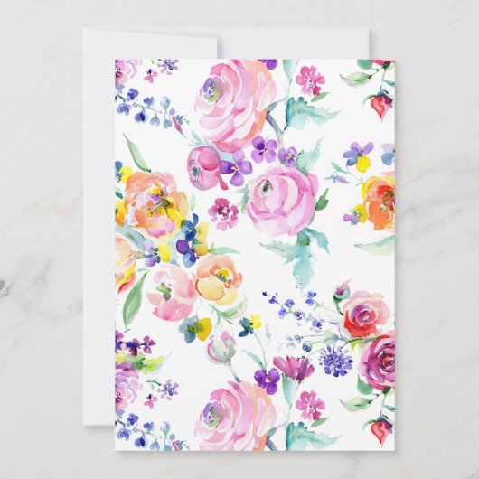 ベビーシャワーbyメール春ピンクウォーター色フローラ 招待状 (裏面)