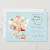 ベビーシャワーbyメール水色フローラボーイフェアリー 招待状 (正面)