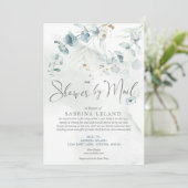 ベビーシャワーbyメール水色ユーカリ緑 招待状 (スタンド正面)