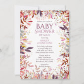 ベビーシャワーbyメール水色ワイルドフラワーフローラ 招待状 (正面)