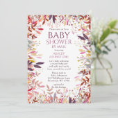 ベビーシャワーbyメール水色ワイルドフラワーフローラ 招待状 (スタンド正面)