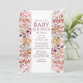 ベビーシャワーbyメール水色ワイルドフラワーフローラ 招待状 (スタンド正面)