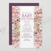 ベビーシャワーbyメール水色ワイルドフラワーフローラ 招待状 (正面/裏面)