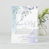 ベビーシャワーbyメール水色薄紫とティール(緑がかった色) 招待状 (スタンド正面)