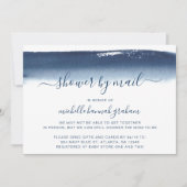 ベビーシャワーbyメール男の赤ちゃんネイビーブルーウォーター色 招待状 (正面)