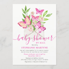 ベビーシャワーbyメール蝶ピンクフローラ封筒 招待状