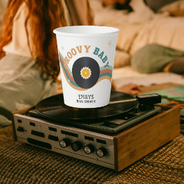 ベビーシャワーGroovyベビーレコードレトロ70s 80s 紙コップ