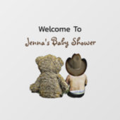 ベビーシャワーLil'カウボーイとテディベアへようこそ ウィンドウサイン (シート)