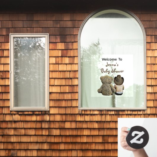 ベビーシャワーLil'カウボーイとテディベアへようこそ ウィンドウサイン (ホームウィンドウ)