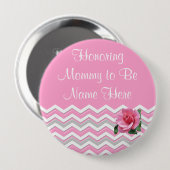ベビーシャワーPinがあるパーソナライズなお母さん 缶バッジ (正面&裏面)