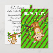 ベビーシャワーR.S.V.P.カード-緑--をまねて下さい 出欠カード (正面/裏面)