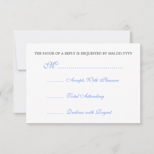 ベビーシャワーRSVPのヴィンテージのリボンの青 出欠カード (正面)