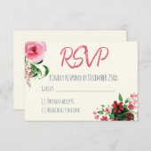 ベビーシャワーRSVPカードフローラピンク 出欠カード (正面/裏面)