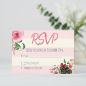 ベビーシャワーRSVPカード花柄のピンク 出欠カード (スタンド正面)