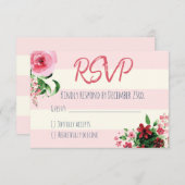 ベビーシャワーRSVPカード花柄のピンク 出欠カード (正面/裏面)