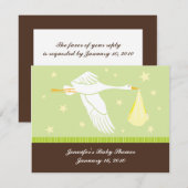 ベビーシャワーRSVPカード-緑およびブラウン 出欠カード (正面/裏面)