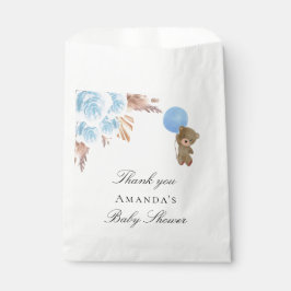 ベビーシャワーteddyクマ青いパンパスグラスボーイ フェイバーバッグ