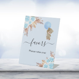 ベビーシャワーteddy bear blue pampas草の好意 台座サイン