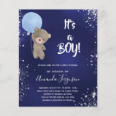 ベビーシャワーteddy bear boy blue budget invitation チラシ (正面)