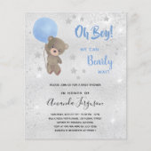 ベビーシャワーteddy bear boy blue budget invitation チラシ (正面)