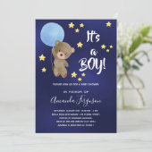 ベビーシャワーteddy bear boy blue stars 招待状 (スタンド正面)