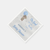 ベビーシャワーteddy bear boy silver blue name スタンダードカクテルナプキン (角)