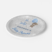 ベビーシャワーteddy bear boy silver blue name ペーパープレート (アングル)
