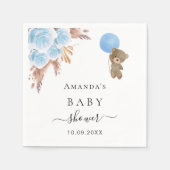 ベビーシャワーteddy bear pampas grass blue boy スタンダードカクテルナプキン (正面)