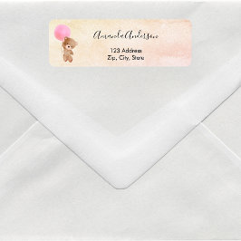 ベビーシャワーteddy bear pink差出人住所ラベル ラベル