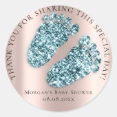 ベビーシャワ感謝していーグリッターバラグリッター足 ラウンドシール (正面)